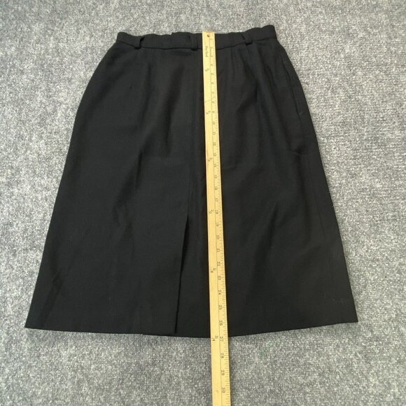VTG LL Bean Skirt Womens 14 Black 100% Wool USA Made Pockets Lined 27”L Career - Picture 12 of 13